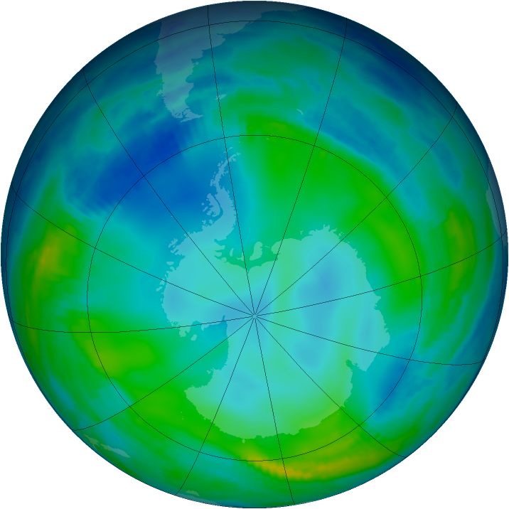 Antarctic ozone map for 09 June 1997